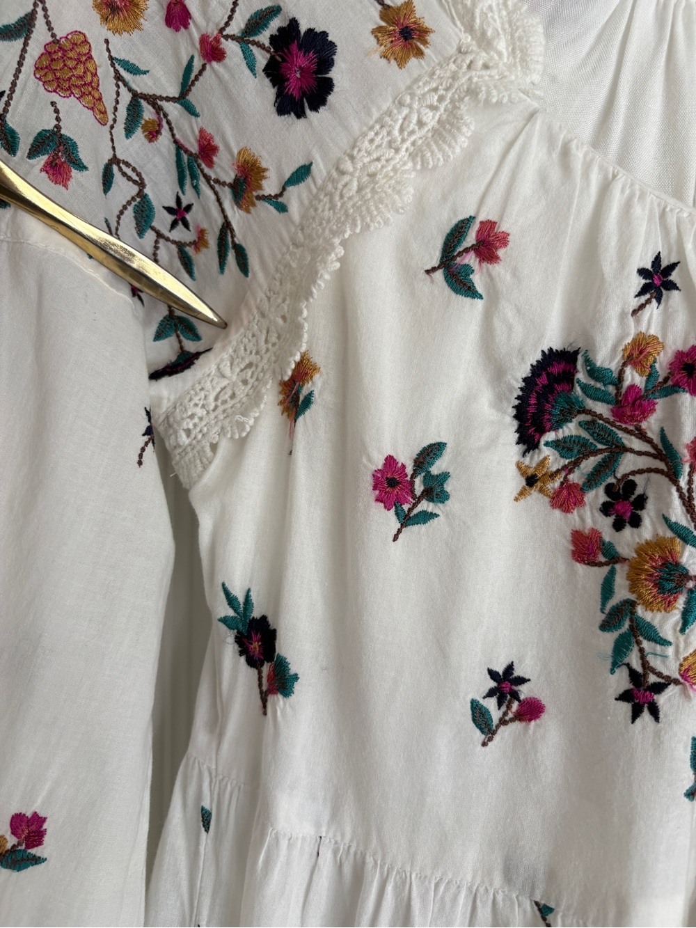 Anthropologie MAEVE Sydney Floral Embroidered Boho Peasant Mini Dress Size XS - Picture 9 of 13